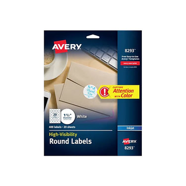 Avery High-Visibility Inkjet Multipurpose Labels, 1 1/2